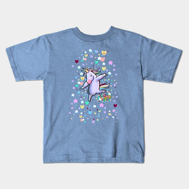 Funny unicorn dancing Kids T-Shirt by Blacklinesw9